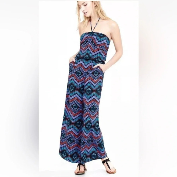 Express Pants - Express Multi Color Tribal Print Wide Leg Jumpsuit Womens Size Medium‎ (555)